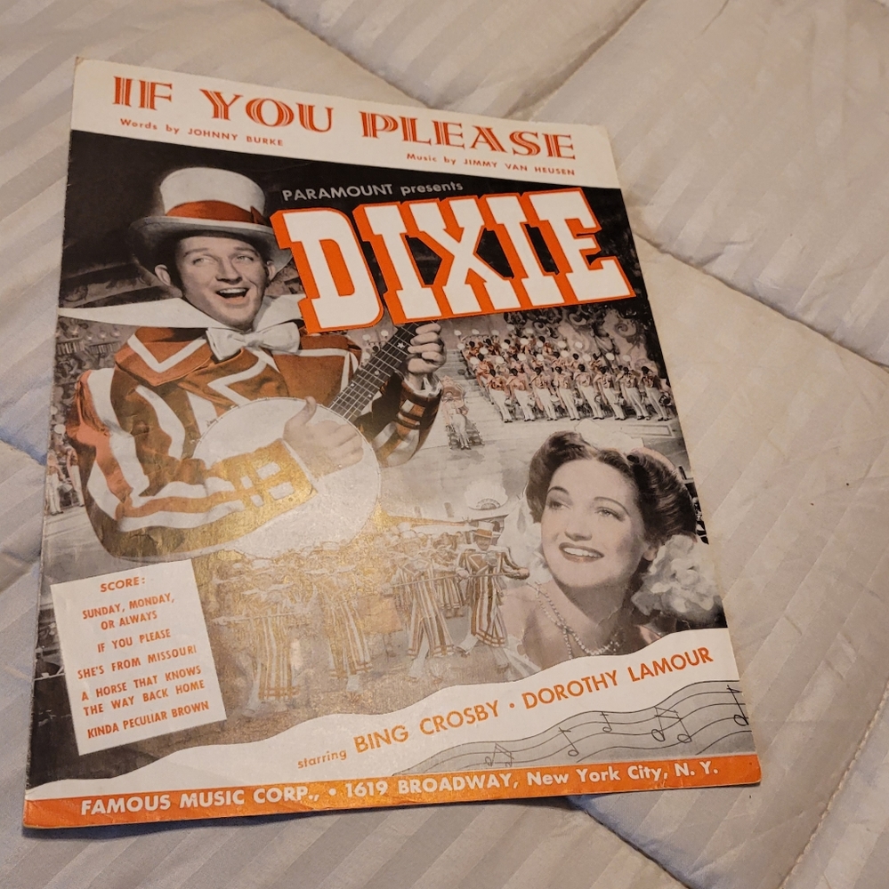 Dixie If you please vintage Sheet Music